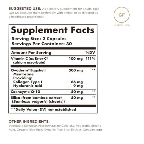 Solgar Advanced Collagen Builder With Vitamin C Ovoderm Coenzyme Q10 & Silica - 60 Capsules - Helps Your Body Build Collagen 30 Servings