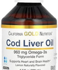 California Gold Nutrition Cod Liver Oil With Omega3 Fatty Acids Epa Dha Vitamins A And D Norwegian Triglyceride Form Natural Lemon 6.7 Fl Oz (200 Ml)