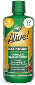 NatureS Way Alive Max Potency Complete Liquid Multivitamin Liquid Vitamin Promotes Energy Metabolism Heart and Muscle Function With Vitamins A B C D Multivitamins For Women and Men 30.4 Fl Oz
