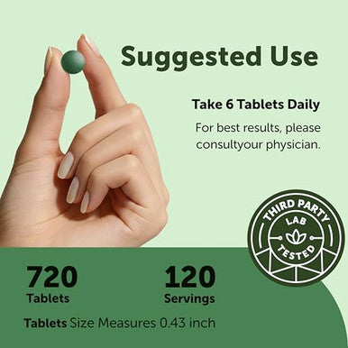 Micro Ingredients Organic Spirulina Chlorella Tablets 720 Count