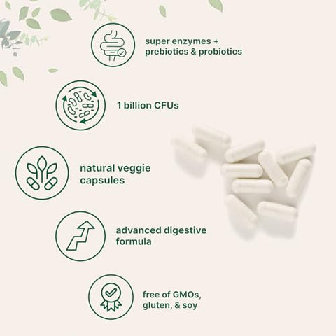 Micro Ingredients Super Enzymes With Prebiotics & Probiotics 240 Veggie Capsules Digestive Enzymes For Women & Men Probiotic Bromelain Psyllium Husk & More Immune & Gut Health Support