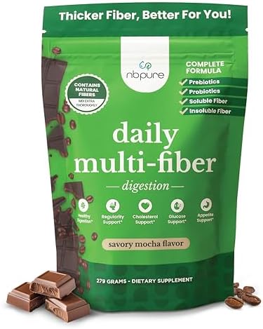 Nbpure Daily Fiber Powder Blend For Digestive Health Cholesterol Support Healthy Weight Management With Prebiotic Insoluble Soluble Fiber + 4 Probiotic Strains Coconut Lime Gusset 45 Servings