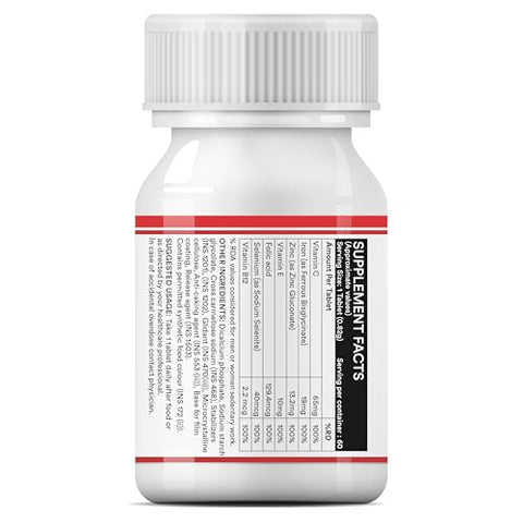 Inlife Chelated Iron Folic Acid Supplement With Vitamin C E B12 Zinc & Selenium For Men Women 60 Tablets