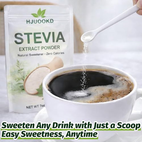 7 oz Pure Stevia Extract Powder Highly Concentrated Stevia Powder Sweetener Zero Calorie No Additives Natural Sugar Alternative for Drinks Baking & Desserts Includes Measuring Scoop