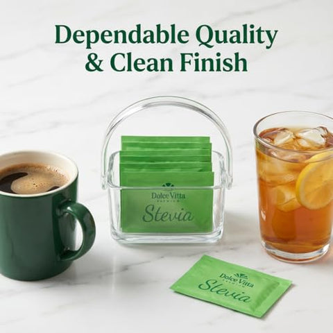 Dolce Vitta Organic Stevia Packets 400 Count Zero Calorie Natural Sweetener USDA Organic NonGMO Kosher Keto Friendly Vegan GlutenFree