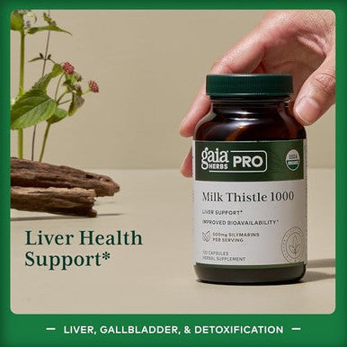 Gaia Herbs Pro Milk Thistle 1000 Liver Health Support Supplement Liver Cell Health Supplement With Silactive Milk Thistle Fruit Extract 120 Capsules (30 Servings)