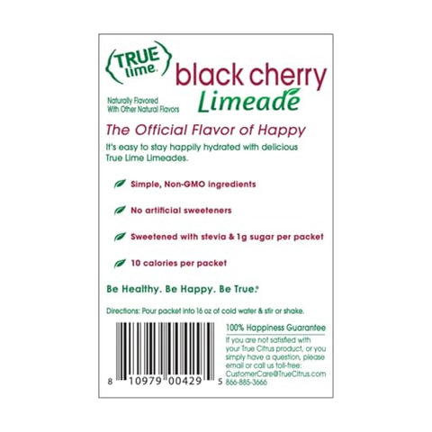 True Citrus TRUE LIME Black Cherry Limeade Drink Mix (10 Packets) No Artificial Sweeteners Low Calorie Water Flavor Packets & Water Enhancer with Stevia