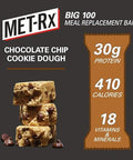 Metrx Big 100 Colossal Protein Bars Chocolate Chip Cookie Dough Meal Bars 24 Count
