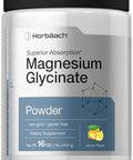 Horbaach Magnesium Glycinate Powder 1 lb Lemon Flavored Superior Absorption NonGMO and Gluten Free