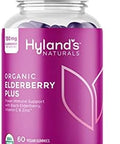 Hyland'S Organic Elderberry Plus Gummies Organic Black Elderberry With Zinc And Vitamin C Immune Support Supplement For Adults 60 Vegan Gummies (30 Days)
