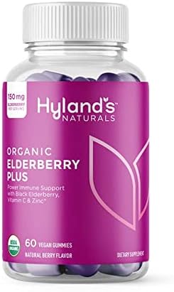 Hyland'S Organic Elderberry Plus Gummies Organic Black Elderberry With Zinc And Vitamin C Immune Support Supplement For Adults 60 Vegan Gummies (30 Days)