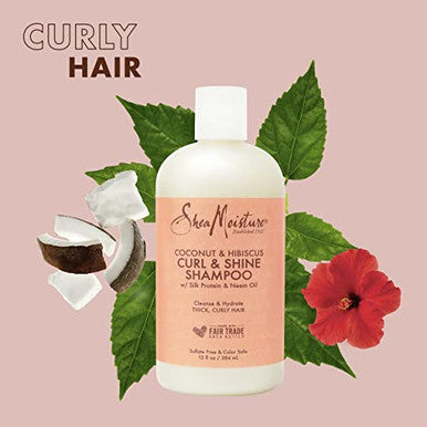 Shea Moisture Shampoo And Conditioner Set Coconut & Hibiscus Curl & Shine Curly Hair Products With Coconut Oil Vitamin E & Neem Oil Provides Frizz Control 13 Fl Oz Ea