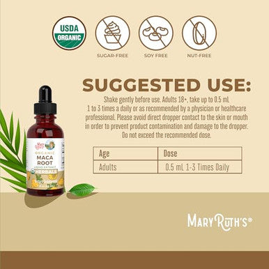 Maryruth's Usda Organic Maca Root Liquid Drops 1 Fl Oz