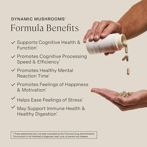 Stonehenge Health Stonehenge Dynamic Health Mushrooms 1400 Mg " 5 Mushroom Complex (Lions Mane Reishi Chaga Maitake Shiitake) " 100% Fruiting Bodies Nootropic " Brain Memory Focus & Immune Support " 60 Caps