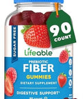 Lifeable Sugar Fiber Gummies For Adults 4G Great Tasting Fiber Supplement Gummies Keto Friendly Gluten Vegan Non Gmo Prebiotic Fiber For Digestive Health 90 Gummies