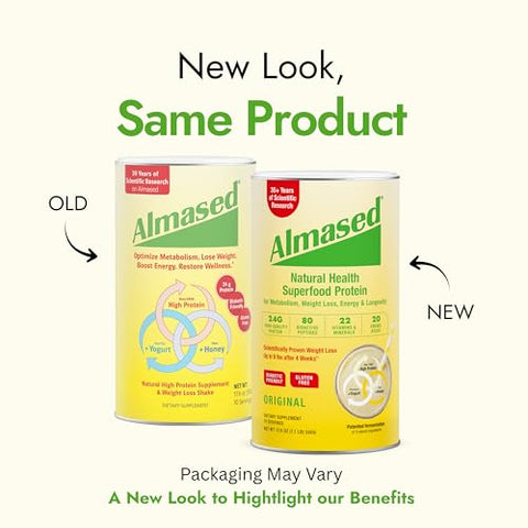 Almased Protein Powder For Weight Loss Kit For Men & Women Natural Meal Shake For Weight Loss Supplement 24 Grams Of Protein Per Serving (Original Flavor 2 Cans 17.6 Oz Ea + Shaker Bottle + Scoop)