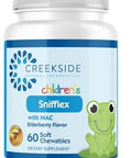 Creekside Natural Therapeutics Snifflex Children'S Sinus & Respiratory Support Elderberry For Immune Health Pediatrician Formulated With Nac Quercetin & Bromelain Zero Sugar Vegan 60 Soft Chewables