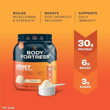 Body Fortress 100% Whey Protein Powder Vanilla 1.74Lbs & Purely Inspired Organic Greens Powder Unflavored 24 Servings Bundle