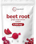 Micro Ingredients Beet Root 3000Mg With Grape Seed Extract & Coq10 400 Tablets 200 Servings Super Beets Supplements From Fresh Beetroot Extract