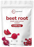 Micro Ingredients Beet Root 3000Mg With Grape Seed Extract & Coq10 400 Tablets 200 Servings Super Beets Supplements From Fresh Beetroot Extract
