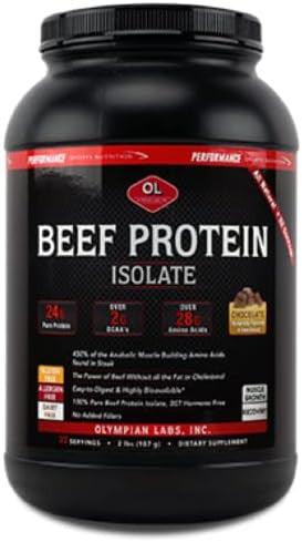 Olympian Labs Beef Protein Isolate Powder 24G Protein Bst 2 Grams Bcaa'S Muscle Building Amino Acids 32 Ounces Flavored With Real Chocolate