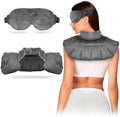 Neck & Shoulder Wrap With Hot & Cold Therapy For Pain Relief, Muscle Relaxation & Stress Reduction + Heated Eye Mask For Dry Eyes & Headaches Comfort Fit Design