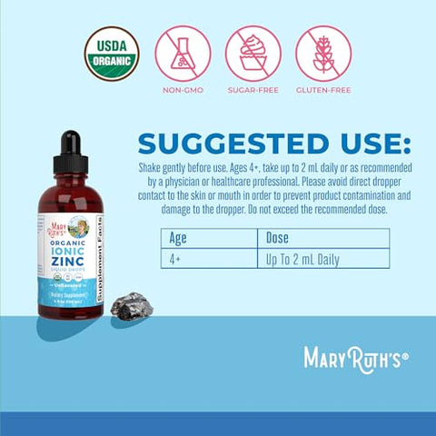 Maryruth'S Maryruth Organics Zinc Supplement For Immune Support Immune Support Supplement For Kids Ages 4-13 Zinc Sulfate Vegan Usda Organic Glycerin Based 2 Fl Oz