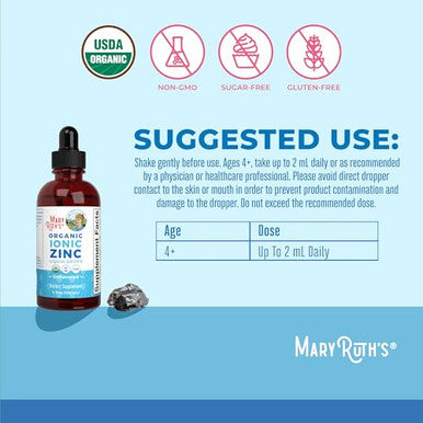 Maryruth'S Maryruth Organics Zinc Supplement For Immune Support Immune Support Supplement For Kids Ages 4-13 Zinc Sulfate Vegan Usda Organic Glycerin Based 2 Fl Oz