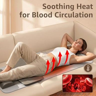 Yening Full Body Massage Mat With Airbags Air Compression Stretching Mat With Heat For Bed Floor Neck Lumbar Traction Pad For Pain Relief Foldable Massage Mattress Topper 5'1"-6'0"