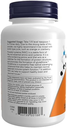 Now Supplements Nac (Nacetyl Cysteine) 600 Mg Pure Powder Radical Protection Cellular Health Immune System Function 4Ounce (113 G)
