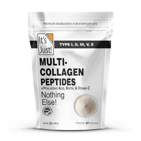 It'S Just - Multi Collagen Peptides (Types I Ii Iii V X) W/Vitamin C Biotin Hyaluronic Acid No Added Flavor Tested For Heavy Metals Gluten Free Non-Gmo Unflavored / 20Oz