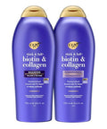 Ogx Thick & Full + Biotin & Collagen Extra Strength Volumizing Shampoo + Conditioner With Vitamin B7 & Hydrolyzed Wheat Protein For Fine Hair 25.4 Oz Pack Of 2