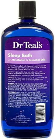 Dr. Teals Foaming Bath Variety Set (2 Pack 34Oz Ea) Shea Butter & Almond Oil Melatonin Sleep Bath Essential Oils Blended With Pure Epsom Salt Eases Achy Muscles & Relieves Stress