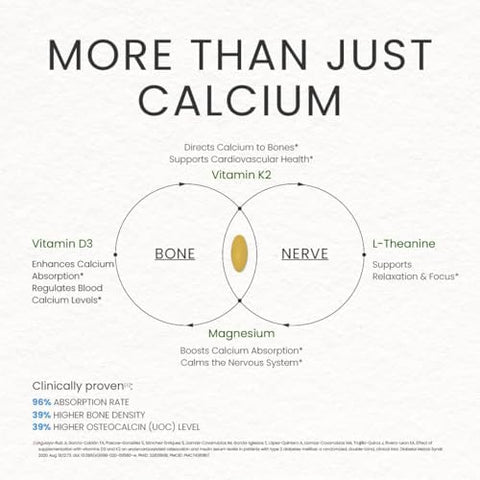 Bone and Nerve Complex Aquamin Calcium Aquamin Magnesium Magnesium Glycinate LTheanine Vitamin K2 Vitamin D3 Bone Health Nerve Function Stress Relief Cardiovascular Health Vegan 90 Servings