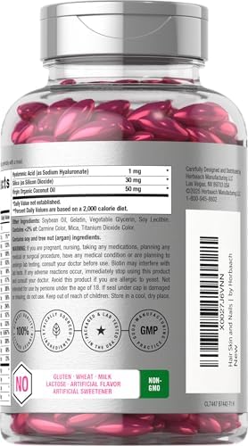 Horbaach Hair Skin and Nails Vitamins 300 Softgels with Biotin and Collagen Infused with Argan Oil and Coconut Oil NonGMO Gluten Free Supplement