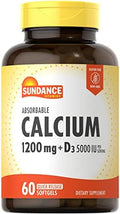 Sundance Calcium 1200 Mg With Vitamin D3 5000 Iu 60 Absorbable Softgels Nongmo & Gluten Supplement