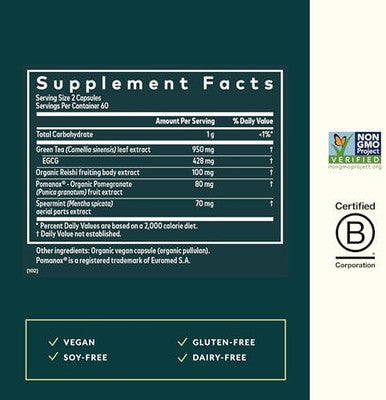 Gaia Herbs Infinity Glow Women'S Skin Support Supplement Skin Care For Women With Green Tea Egcg Reishi Mushroom Pomanox Pomegranate & Spearmint 120 Vegan Capsules (30Day Supply)