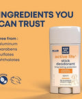 Kiss My Face Active Life Deodorant Contains Naturally Derived Ingredients 72 Hour Odor Control Deodorant For Women And Men Aluminum With Coconut Oil And Probiotics Citrus Scent