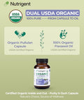 Nutrigent Usda Certified Organic Flaxseed Oil 1000 Mg Cold Pressed 100 Pure With Plant-Based Omega 3 Ala Essential Fatty Acids For Heart & Skin Health 60 Capsules