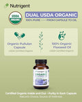 Nutrigent Usda Certified Organic Flaxseed Oil 1000 Mg Cold Pressed 100 Pure With Plant-Based Omega 3 Ala Essential Fatty Acids For Heart & Skin Health 60 Capsules