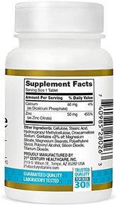 21St Century Healthcare Zinc Citrate Tablets 50Mg, 60 Count