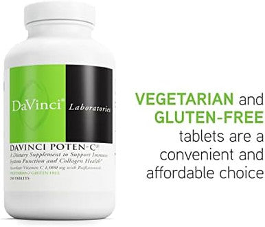Davinci Labs Potenc Support Immune System Function & Collagen Health Vitamin C Calcium Magnesium Zinc Potassium Manganese & Bioflavonoids Vegetarian Gluten 250 Tablets