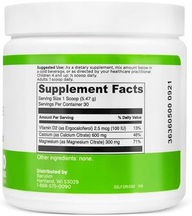 Barislim Bariatric Calcium Citrate Plus Powder - Formulated For Patients After Weight Loss Surgery - Maximum Support For Bone Function And Health - Easy Digestion And Absorption 600 Mg (30 Servings)