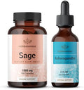 Herbamama Sage And Ashwagandha Kit - Bundle Of 1000 Mg Sage Leaf Capsules & Ashwagandha Root Tincture 2 Fl Oz - Vegan Non-Gmo Sugar & Alcohol- - 2 Pack
