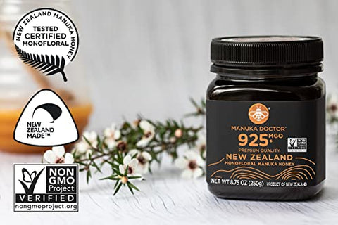 MANUKA DOCTOR - MGO 925+ and MGO 525+ Manuka Honey Monofloral Value Bundle, 100% Pure New Zealand Honey. Certified. Guaranteed. RAW. Non-GMO, 2 x 8.75oz Pots
