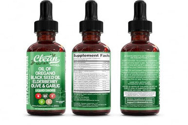 Clean Nutraceuticals Nutra Oil Of Oregano Drops Black Seed Oil Elderberry Vitamin 2 Fl Oz