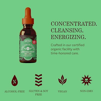 Herbs Etc. ChlorOxygen Chlorophyll Concentrate Mint Alcohol Free Liquid Extract Liquid Chlorophyll Drops