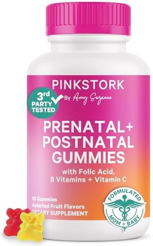 Pink Stork Prenatal + Postnatal Gummy Vitamins For Women Multivitamin For Pregnancy + Postpartum Recovery 60 Gummies