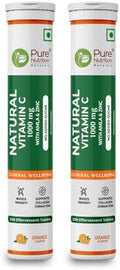 Pure Nutrition Vitamin C and Zinc 40 Effervescent Tablets (20 X 2) Orange Flavour 1000Mg Amla Extract Supports Skin Immunity and Daily Wellness For Men and Women
