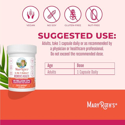 Maryruth'S 3-In-1 Daily Health Probiotics For Women Hormone Support & Gut Health Supplement For Women Women S Probiotic 50 Billion Cfu Vegan 30 Ct